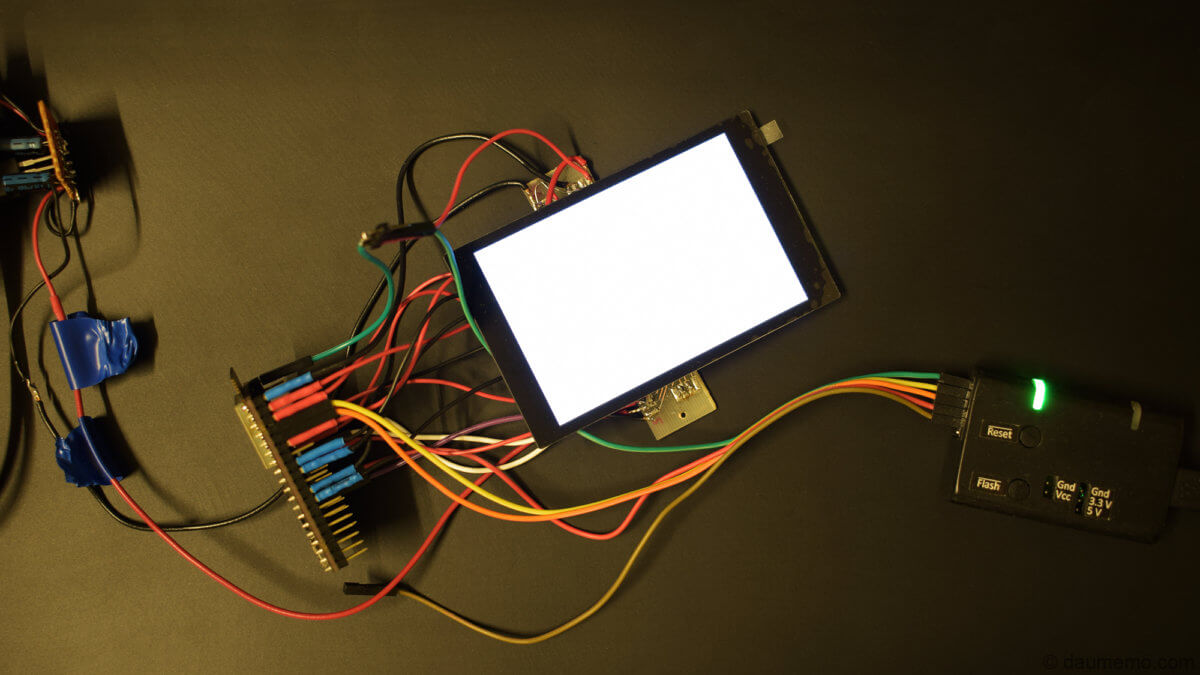 LCD display connected to the ESP32 development board