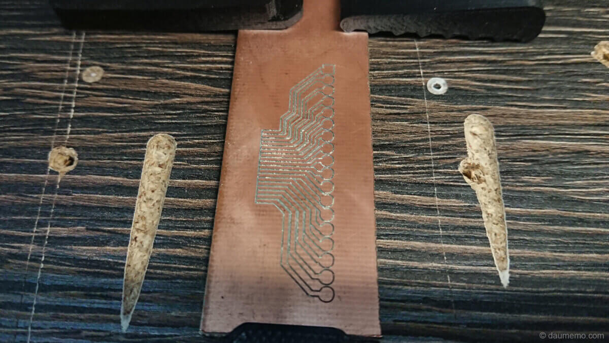 After final PCB engraving with the V shaped bit