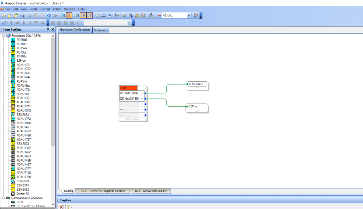 DSP SigmaStudio Hardware connection schematic