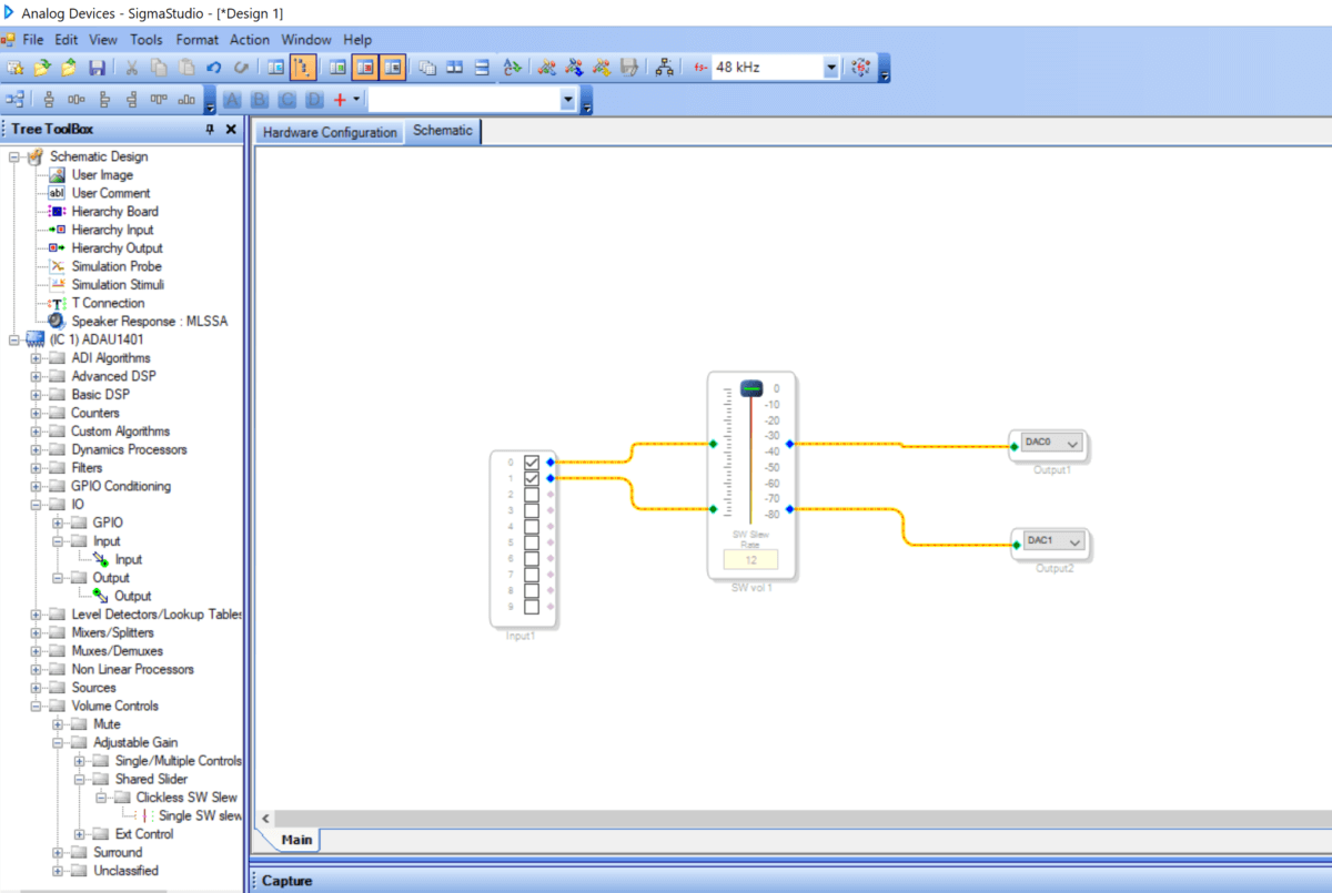 DSP SigmaStudio Volume Control schematic