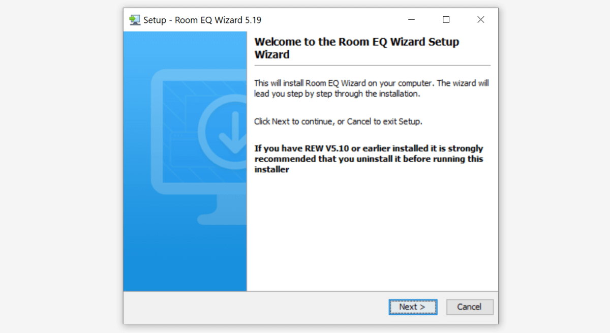 REW installation step 1