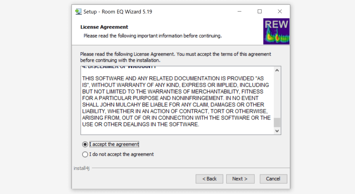 REW installation step 2