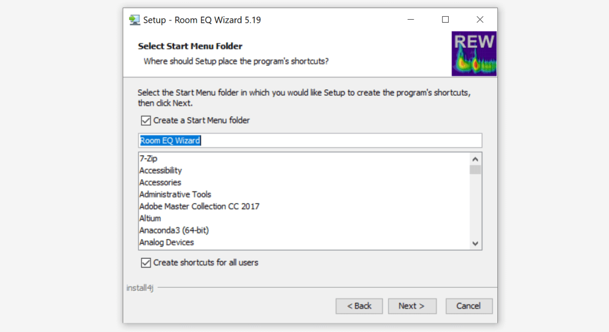 REW installation step 4