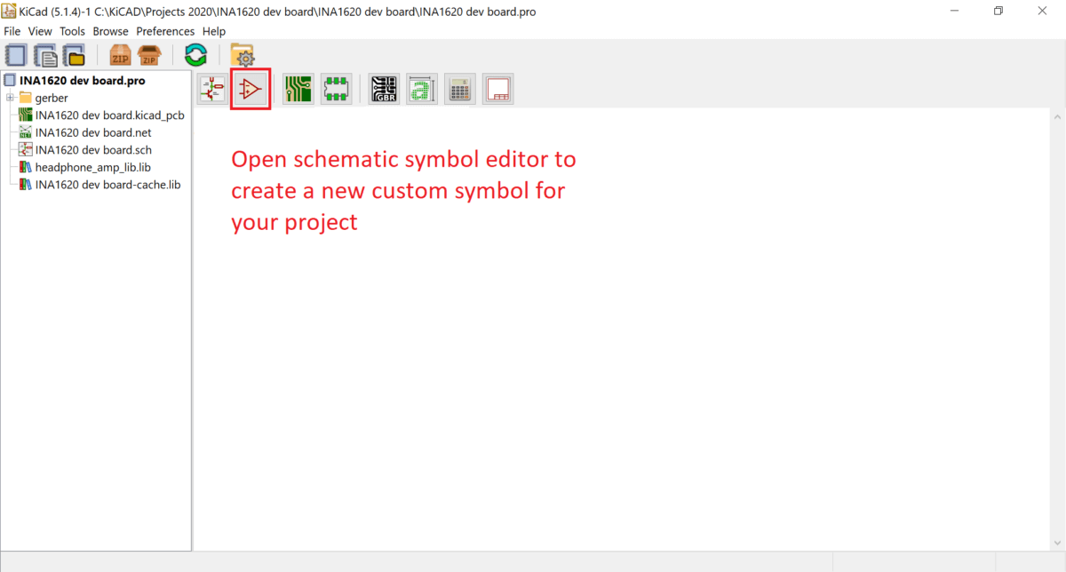 Open schematic symbol editor to create a new custom symbol
