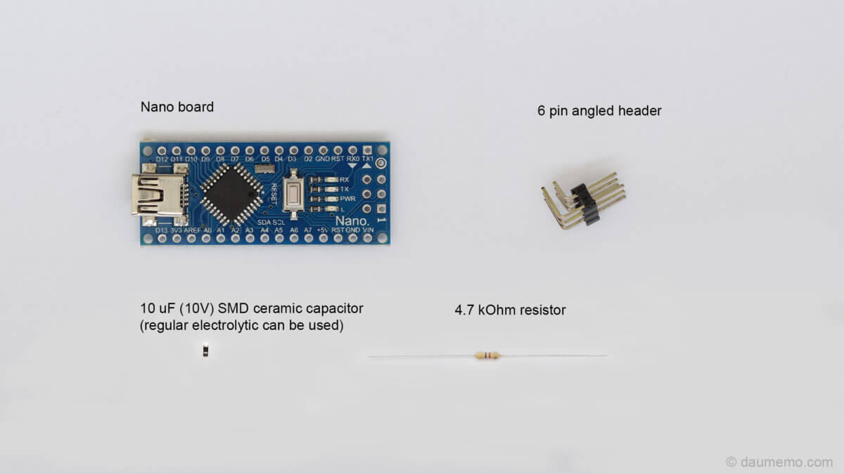 Partlist for DIY UPDI programmer